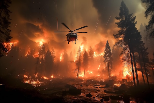 Bomen verbrand door bosbranden Generatieve AI