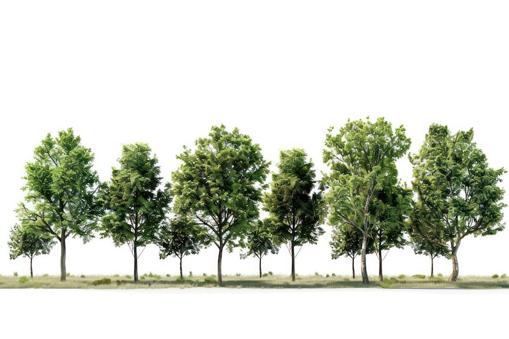 Foto bomen worden in een rij geplaatst.