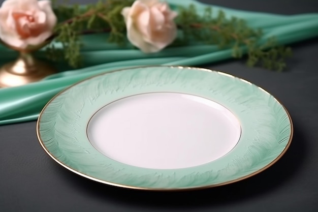 Bone china tableware round ceramic plate images AI Generated art