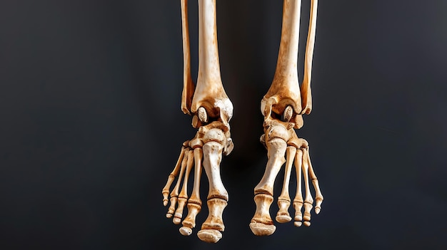 Photo a bone of a leg with the bones of a kangaroo and the bones