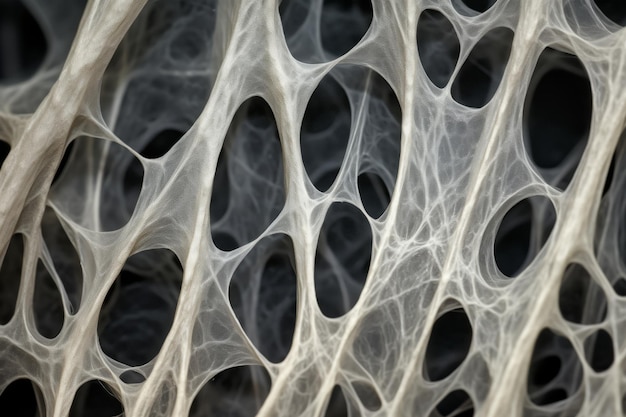 Bone weefsel menselijk skelet onder microscoop cellen structuur medische wetenschap biologie achtergrond