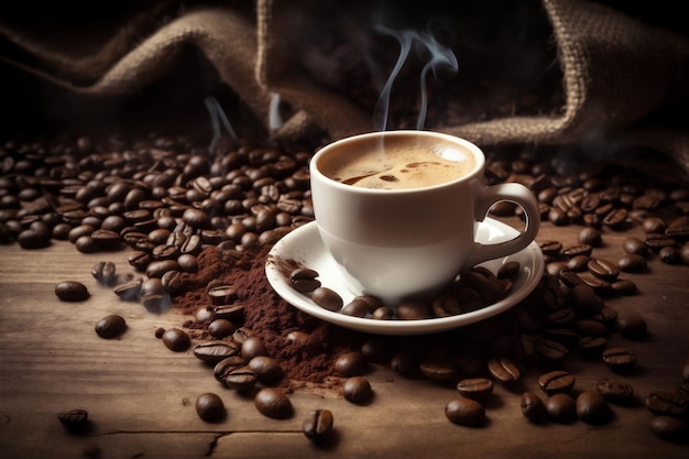 Bonendrankmok ochtendaroma café ontbijt espresso bruine kop Generatieve AI