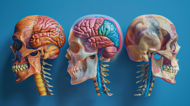 Bones of the head and skull Individual bones and their salient features highlighted with different colors Names of the cranial bones Anterior view