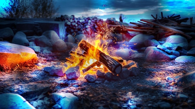 bonfire on a campfire