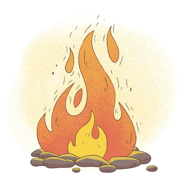 Bonfire illustration in cartoon style