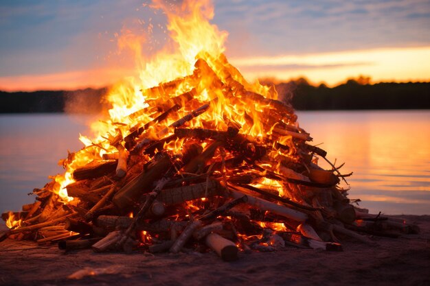 Bonfire at a summer solstice celebration