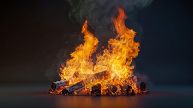 a bonfire with a bunch of sticks in the middle of it