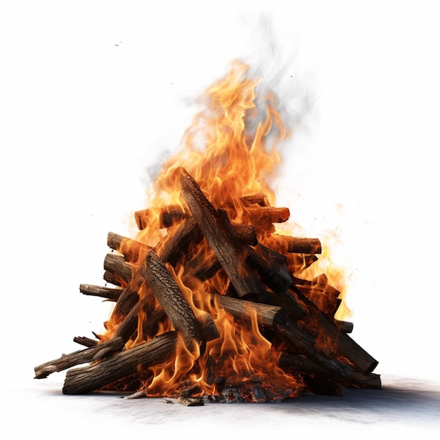 Bonfire with white background high quality ultra hd