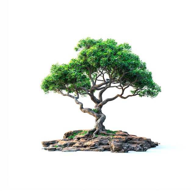 Foto bonsai boom op witte achtergrond generatieve ai