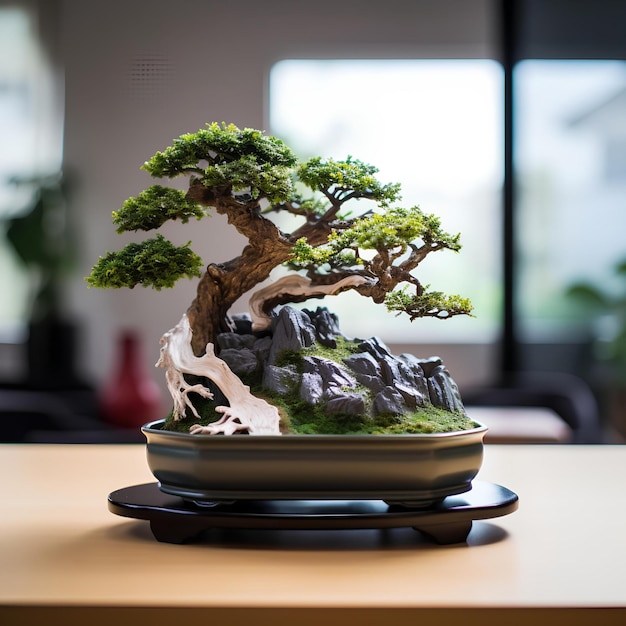 Foto piante di bonsai in vaso per la decorazione delle stanze