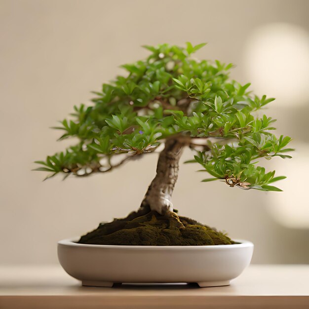 a bonsai tree in a bowl on a table