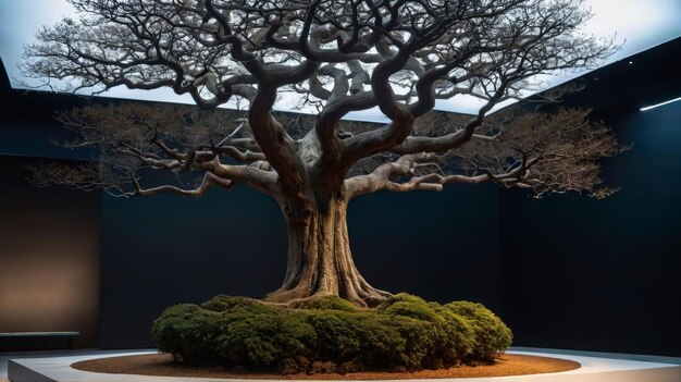 Photo bonsai tree displayed in museum