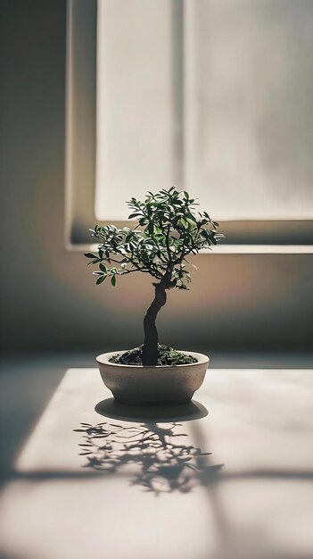 a bonsai tree in a pot on a table