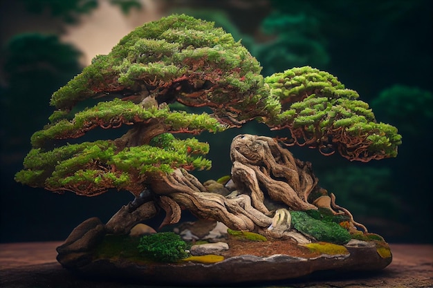 A bonsai tree with the tree on it