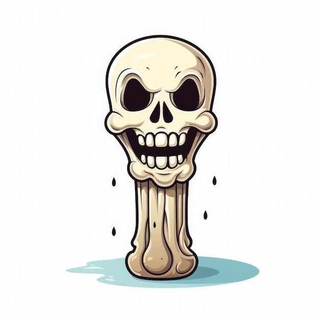 Bony Toons A Playful Flat Vector Cartoon Bone Illustration in White Background