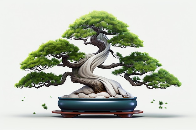 bonzaiboom in pot witte achtergrond