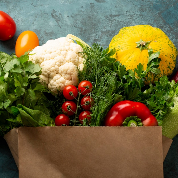 Foto boodschappen tas met groenten