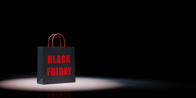 Boodschappentas met Black Friday-tekst in de geïsoleerde Spotlight