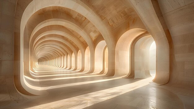 Boogvormige gang in het modernistische museum van Barcelona met natuurlijk licht