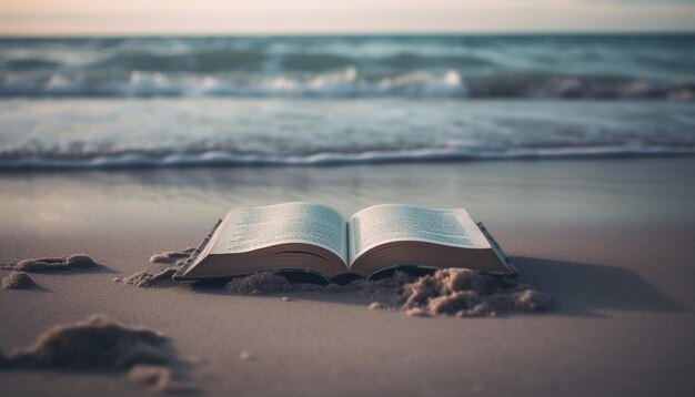 A book on the beach with the word book on it