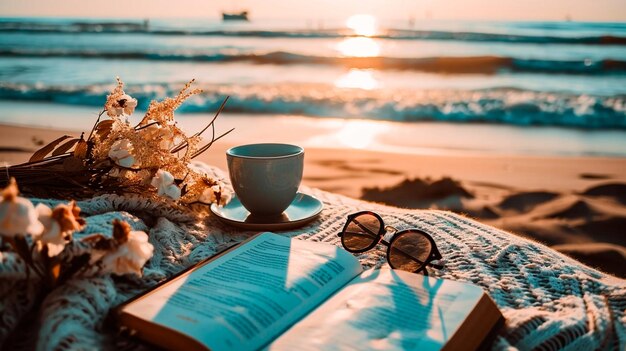 Photo book on a beach