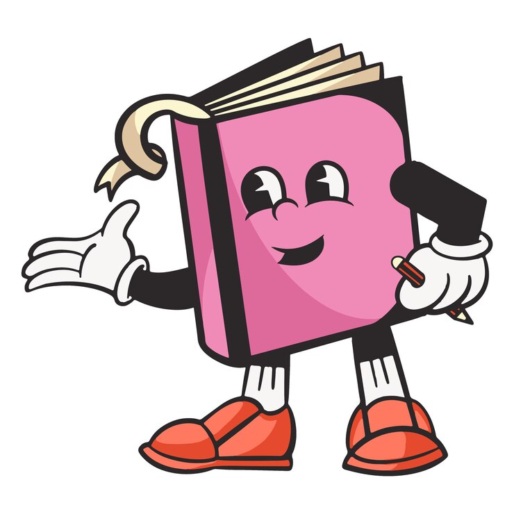 Photo book character png retro illustration transparent background