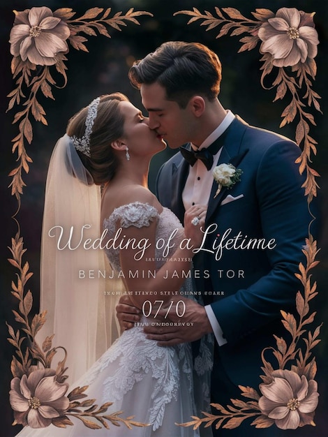 Photo a book cover for a wedding called  wedding of a lifetime