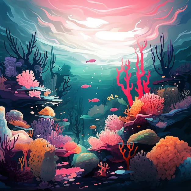 book cover with an underwater scene and vibrant coral colors