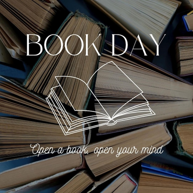 Книжный день написан на странице книги, открытой