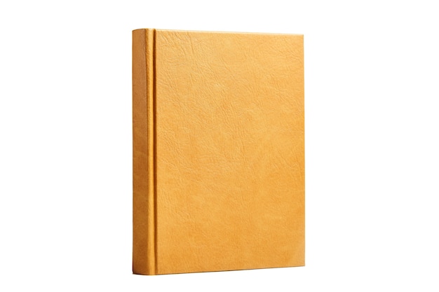 Book or diary with bright brown hard leather cover isolated