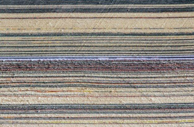 Photo book edge textures, side view of stack of papers for background and wallpaper