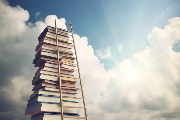 Book education stack Sky ladder Generate Ai