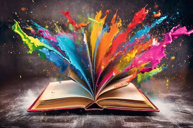 Book education with colorful splash Generative Ai