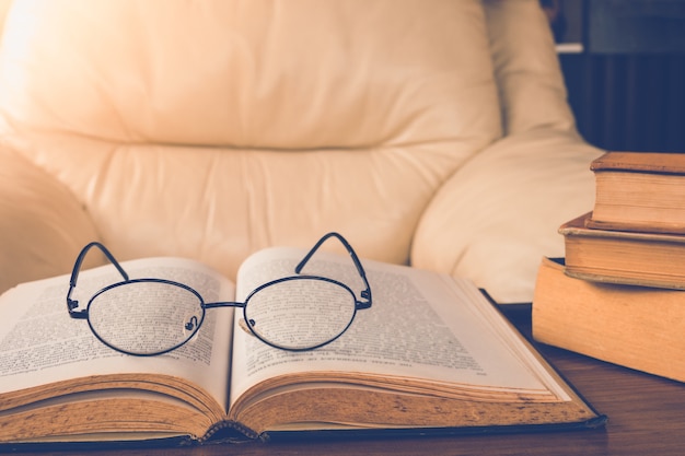 book and glasses