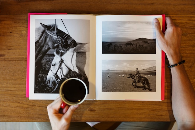 Foto un libro di fotografia di cavalli