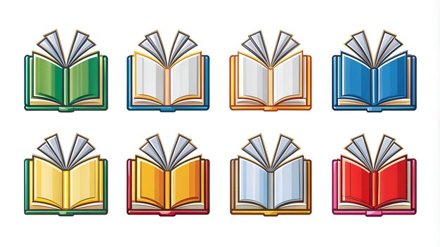 Photo book icons set logo isolated on white background vector illustration
