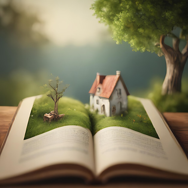a book is open to a page that says  house
