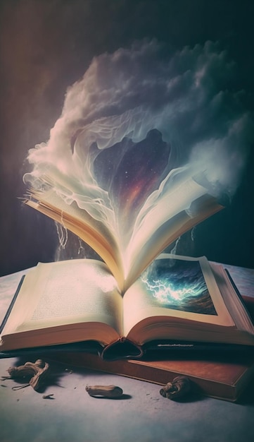 Книга открыта на странице, на которой написано «огонь».