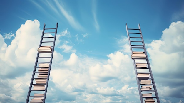 Photo book ladder sky concept