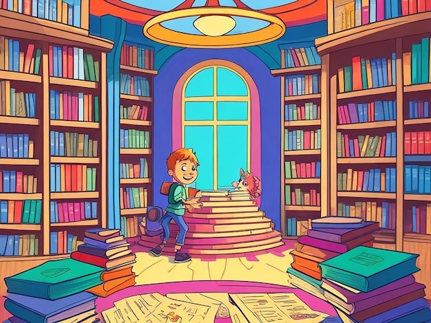 Book Library Cartoon illustration