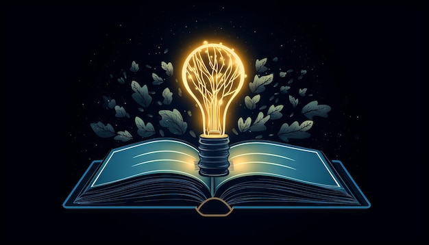 Book and lightbulb icon glowing together symbolizing the enlightening and transformative effects of education Generative ai