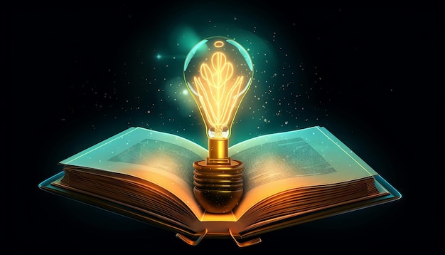 Book and lightbulb icon glowing together symbolizing the enlightening and transformative effects of education Generative ai