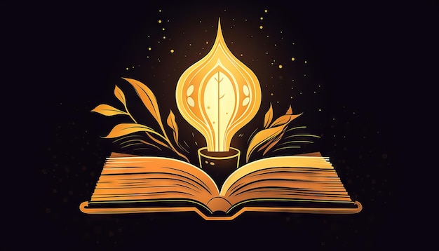 Book and lightbulb icon glowing together symbolizing the enlightening and transformative effects of education Generative ai