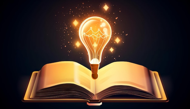 Book and lightbulb icon glowing together symbolizing the enlightening and transformative effects of education Generative ai