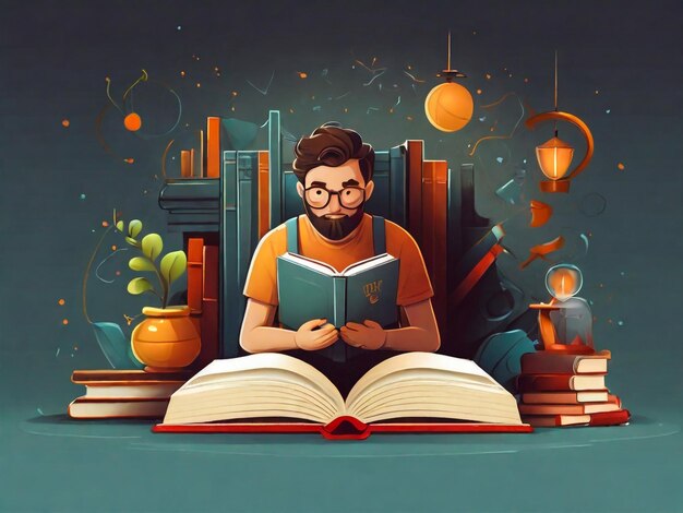 Book lover concept illustration