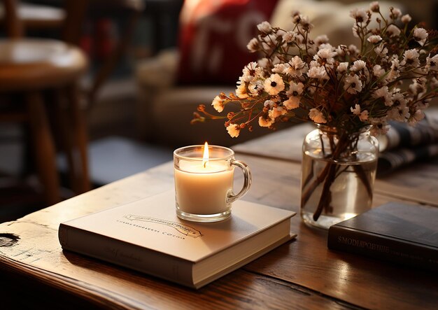 book mockup picture a coffee table with a book on it