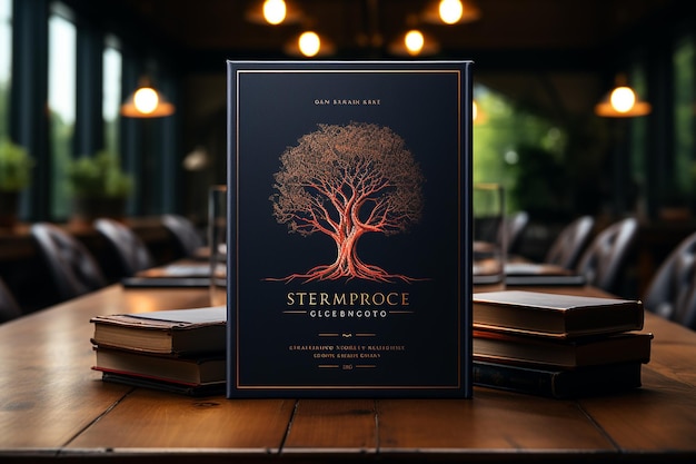 Book Mockup with Library Background