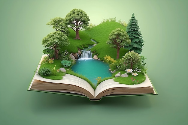 초록색 바탕 에 있는 자연 의 책