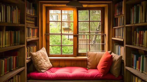 Book Nook Library Cabinet met het moderne meubilair Generative Ai