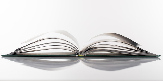 Book open on white background